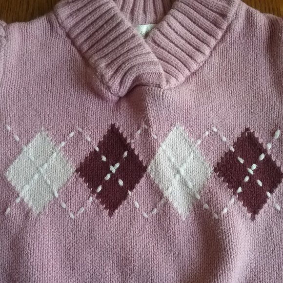 Pink Argyle Detail Sweater Old Money Preppy Size 12 month - Picture 2 of 7
